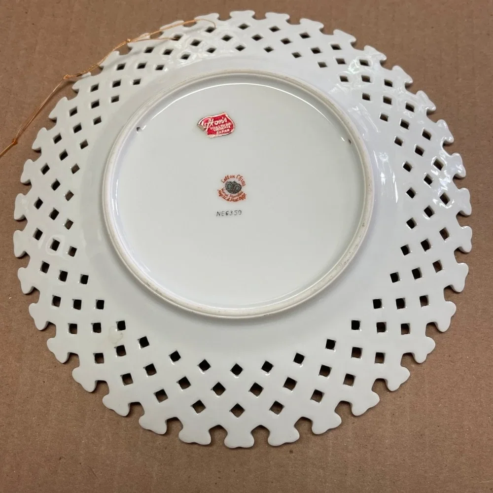 Vintage Lefton Reticulated China Hand-Painted Porcelain Plate (Pattern NE6350)